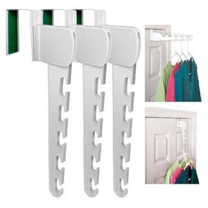 Over The Door Hanger Organizer 3Pack Clothes Hanger Hooks Space Saving Rack Whit